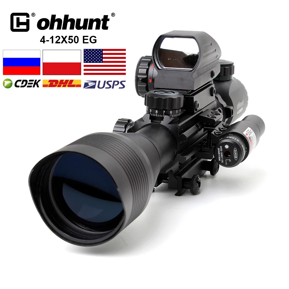 Тактический дальномер Ohhunt 4-12X50 с подсветкой голографическая сетка 4 прицела