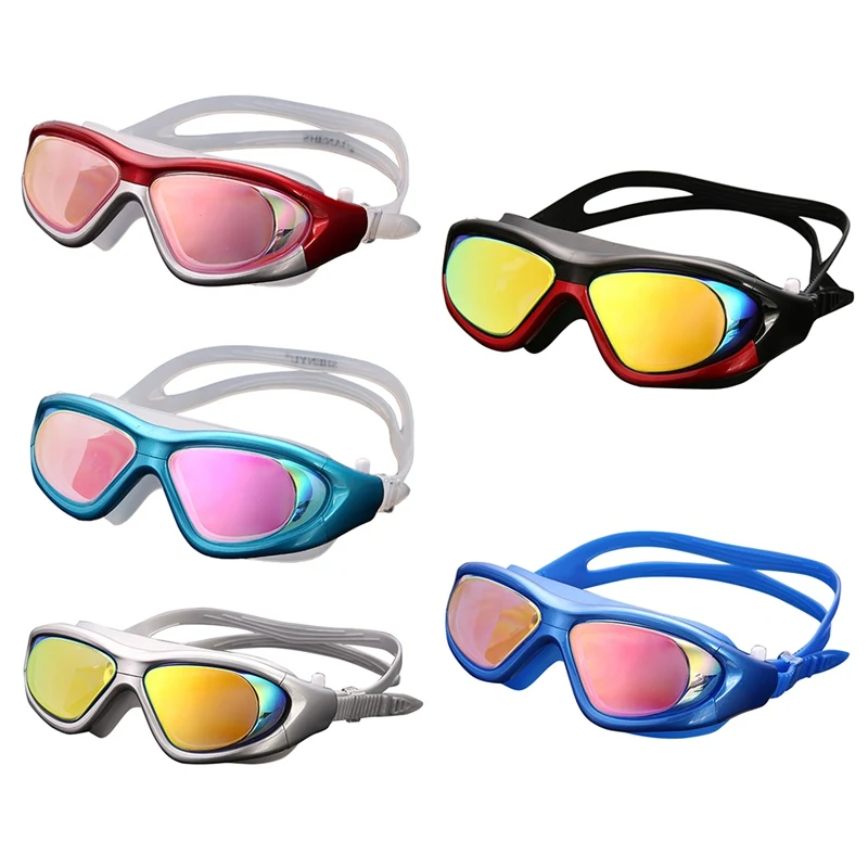 

Регулируемые очки для плавания, противотуманные очки с защитой от ультрафиолета, унисекс, водонепроницаемые силиконовые зеркальные очки д...