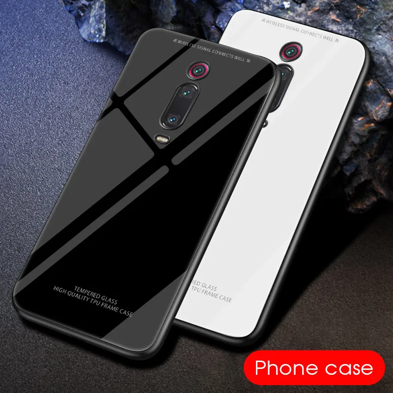 Черный белый чехол из закаленного стекла для Xiaomi Mi 9T Pro 9 SE однотонный стеклянный