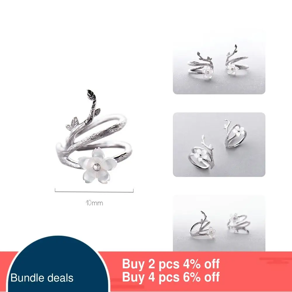 Женские серьги клипсы Thaya белые с цветком вишни 925 пробы круглые манжеты без