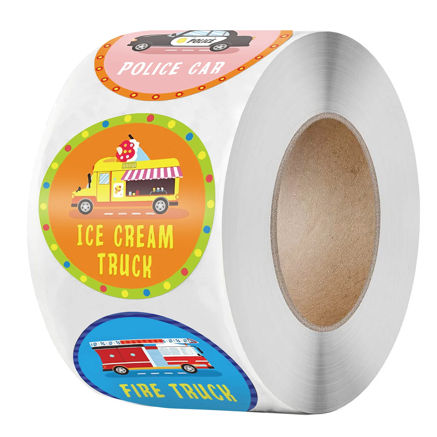 

500Pcs Round Reward Sticker Classic Toys for Kids Cartoon 8 Cars Pattern for School Reward Students Teachers Motivational Labels