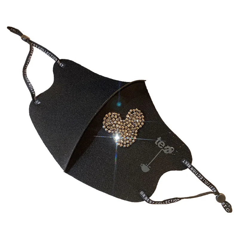 

Fashion Mask Rhinestones Face Masks Women Washable Reusable Breathable Ice Cotton Mouth Mask Outdoor Dustproof Masque Facial