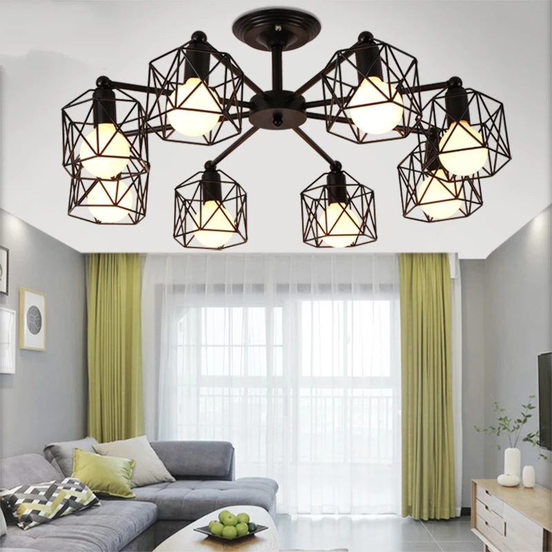 Американские Люстры В индустриальном стиле Современная железная черная люстра