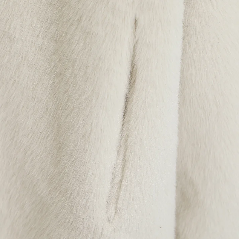 2021 New Winter Womens Mid Length Faux Fur Jacket for Women Casual White Fur Jacket Women