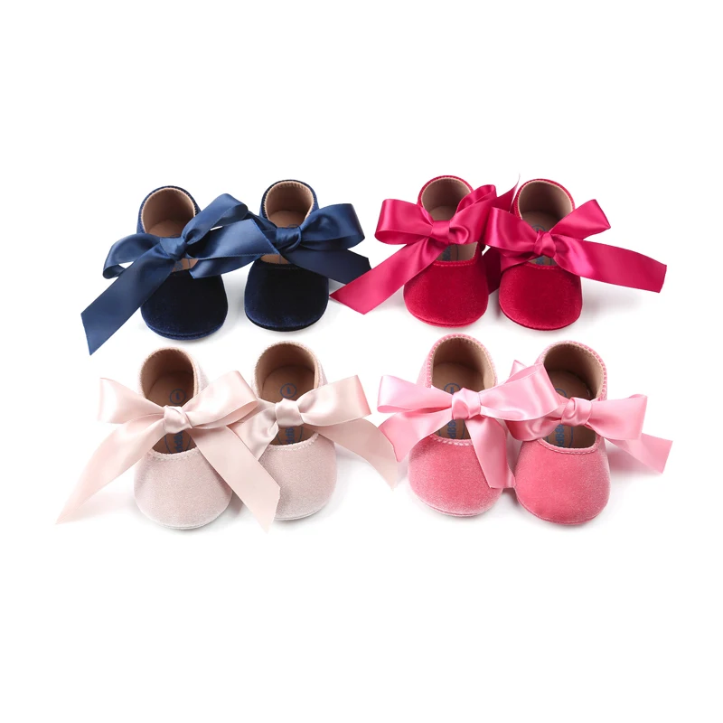 Zapatos de princesa para beb&eacute;, calzado de suela blanda para primeros pasos, 12cm para 6-12 meses, decoraci&oacute;n con Lazo de cinta, moda-1