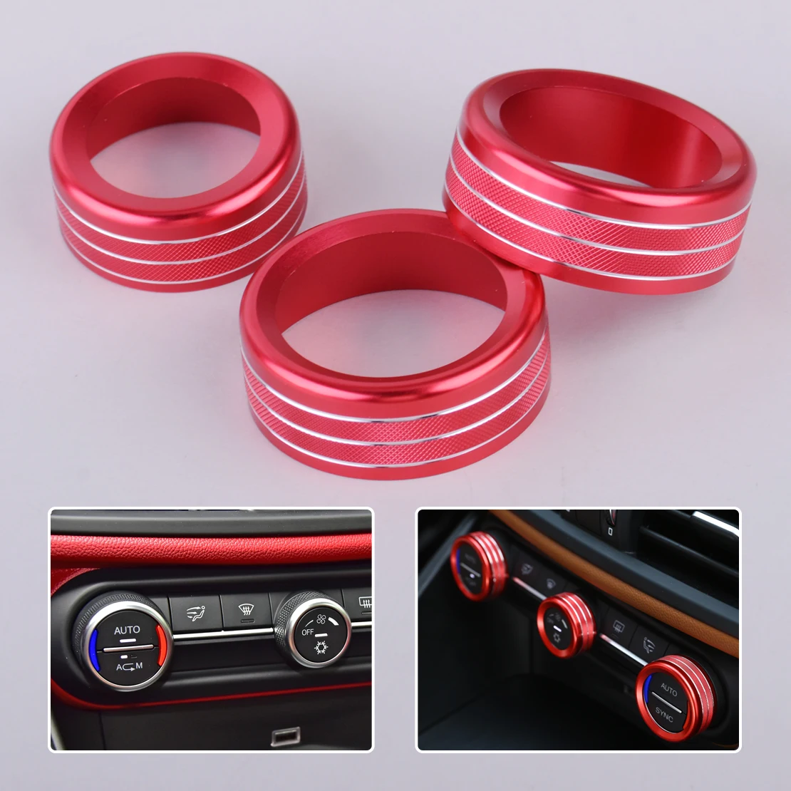 

3 шт. автомобильный внутренний центральный контроль переключатель кондиционера декоративная круглая Накладка подходит для Alfa Romeo Giulia 2017