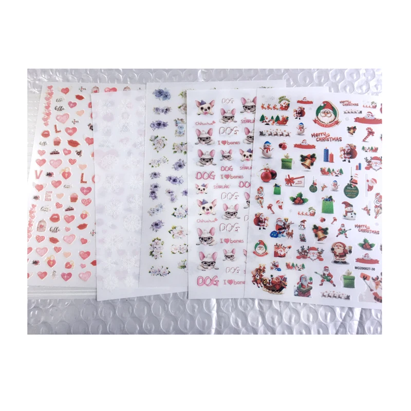 

10PCS New Year Old Christmas Snowman Snowman Love Red Lips Christmas Nail Sticker Self-adhesive Nail Art Decoration Decal Sticke
