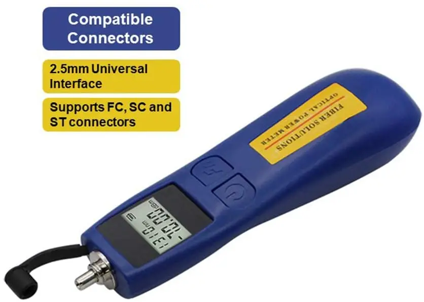 Optical Power Meter -70~+10 dBm Fiber Light Meter for Testing 6 Calibrated Wavelengths, 68g Light Weighted