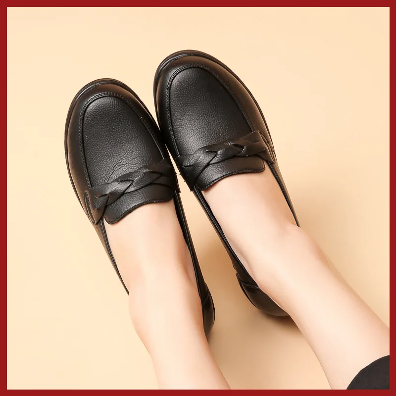 2021 New All-match Soft-soled Casual Women's Shoes Cowhide Single Shoes Flat Non-slip Mother Shoes Women's Leather Shoes