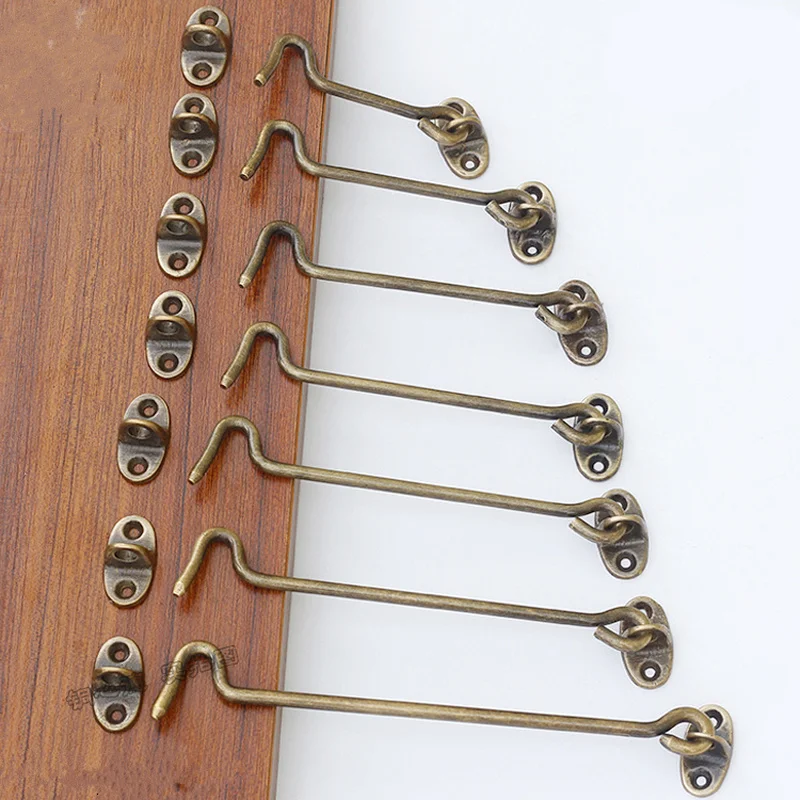 

Antique window hinge Support rod Holder 3inch brass cabin hook and eye latch lock Door Catch window Stay wind bracing hardware