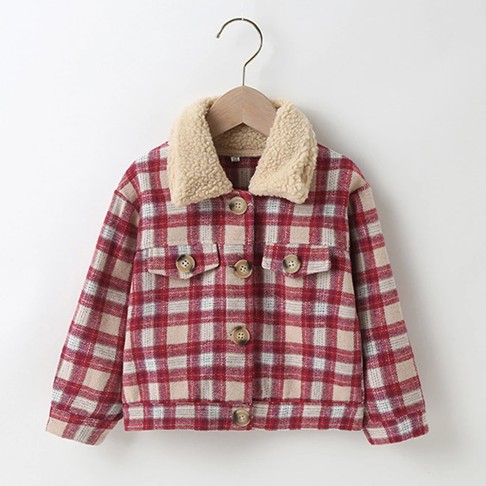 

Зимние пальто для маленьких девочек, шерстяное пальто для маленьких девочек, зимняя детская одежда в красную клетку для принцесс, детская м...