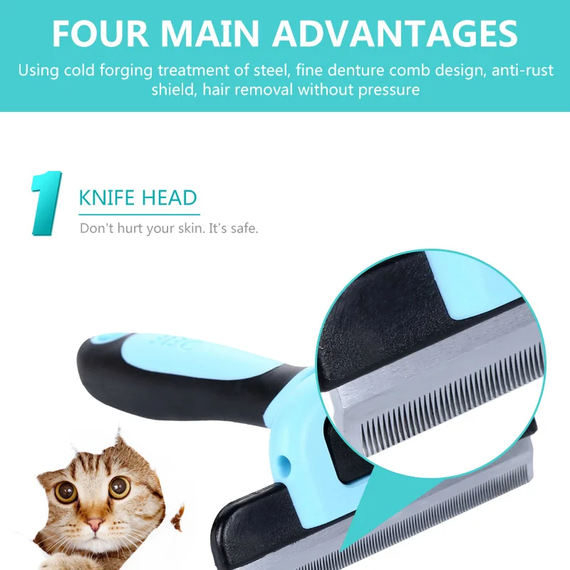 

Combs Pet Dog Cat Hair Removal Brush Comb Pet Grooming Tools Cini Furmines Hair Shedding Detachable Trimmer Comb for Dogs Cats