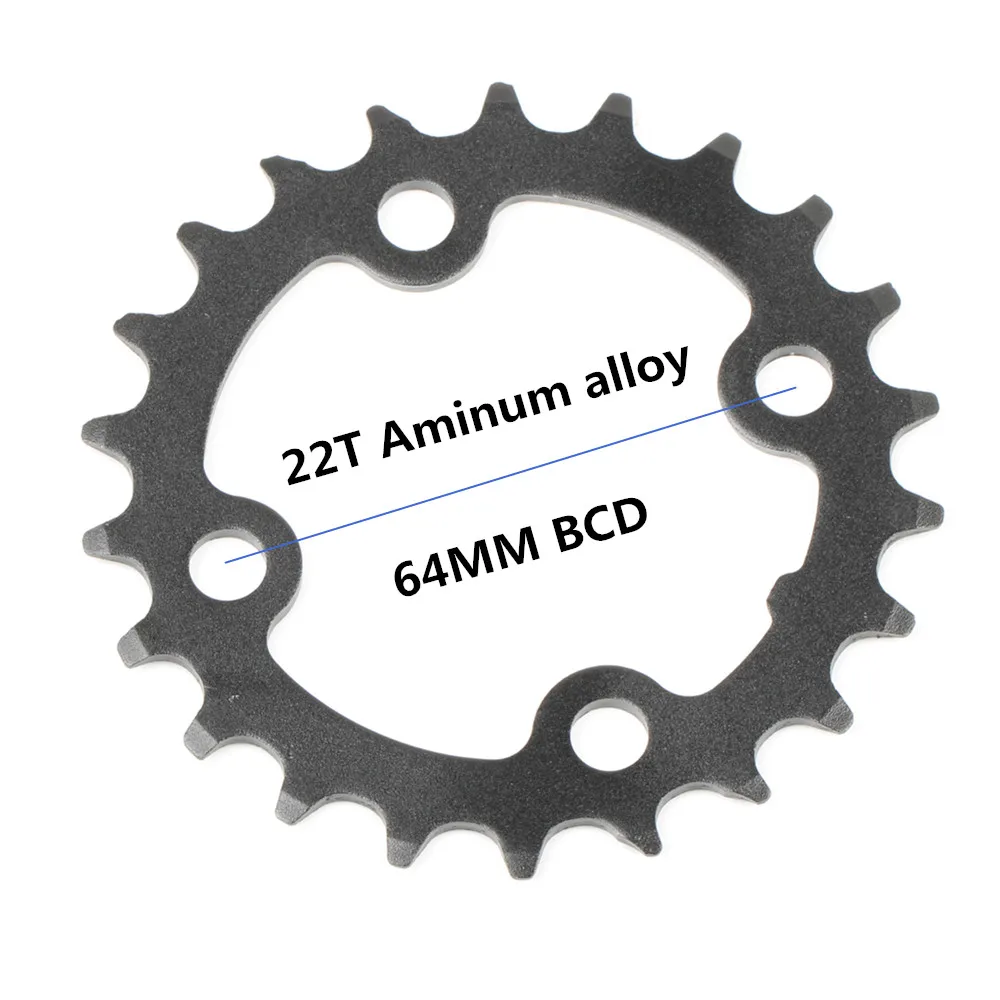 22T ALUMIUM Круглая цепь MTB горный велосипед 104BCD 22T 24T 32T 34T 38T 42T 44T шатуны стали алюминиевый сплав зубная пластина запчасти - Цвет: 22T ALUMIUM