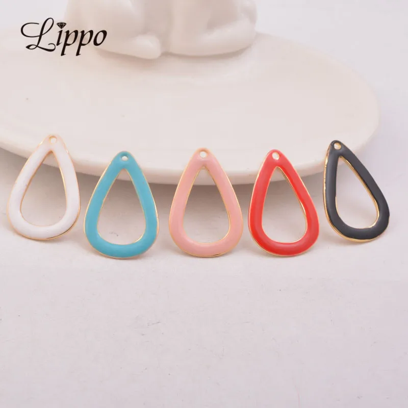 30 шт. 17*25 мм Высокое качество золото медь Эмаль Подвеска Капля Серьги основа