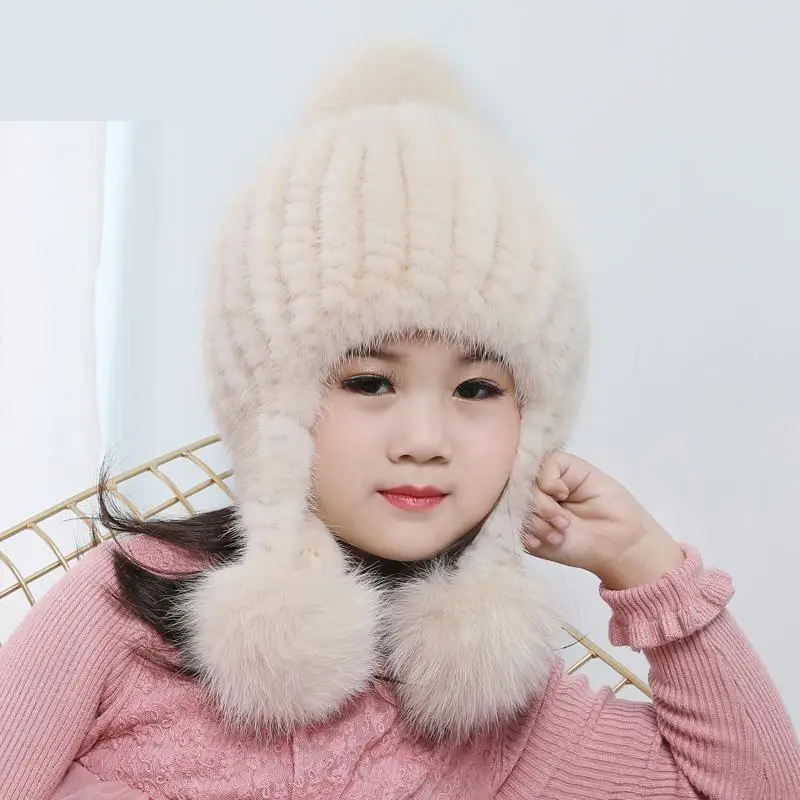 Норковые волосы детская защита ушей для мальчиков и девочек зимний мех Корейская