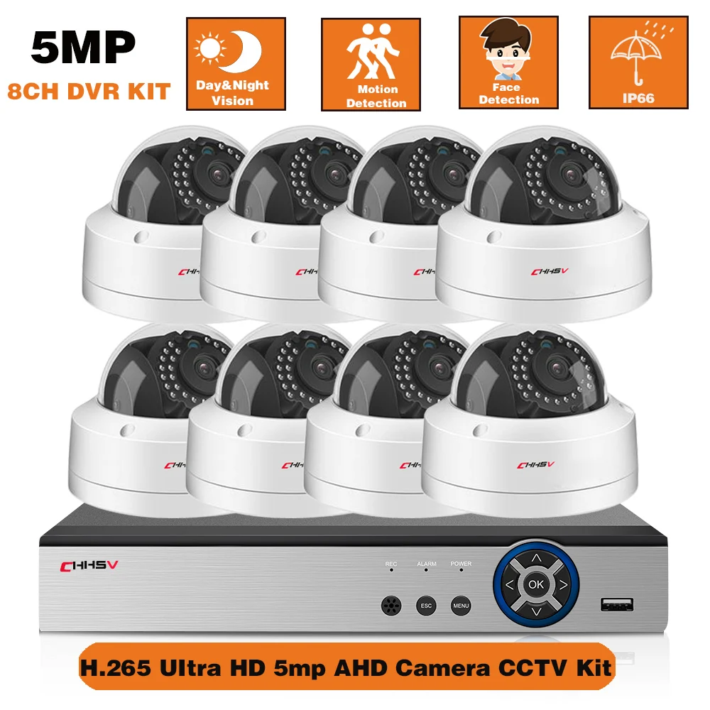 

8 Channel DVR Kit 5mp CCTV DVR Home Security Camera System 8CH Outdoor Waterproof AHD Dome Camera Video Surveillance System Set