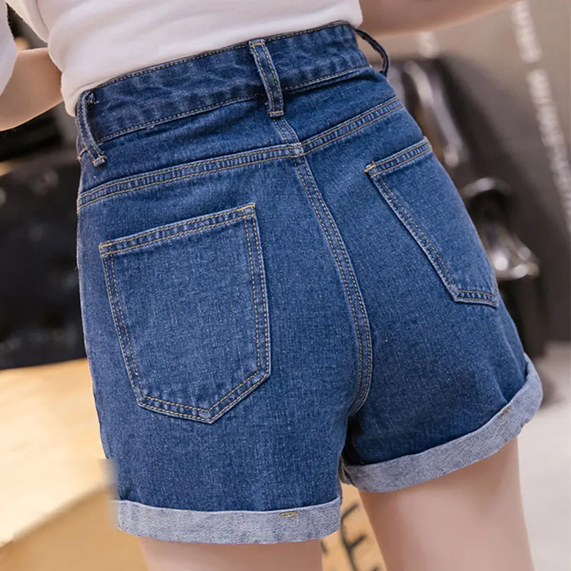 Шорты женские джинсовые с завышенной талией Свободные повседневные модные