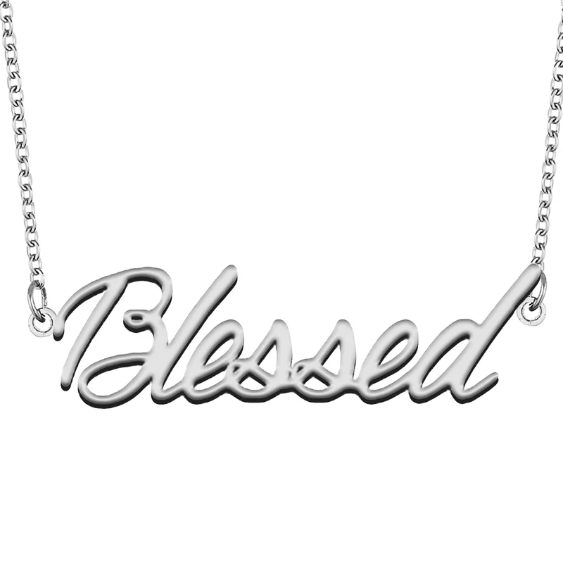Blessed Custom Name Necklace Customized Pendant Choker Personalized Jewelry Gift for Women Girls Friend Christmas Present
