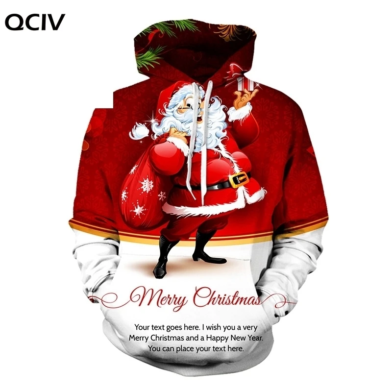 

Christmas Print Long Sleeve Men Women Hoodies Casual Loose Sweatshirt 3D Cat Funny Hooded Unisex Streetwear Tops Clothing