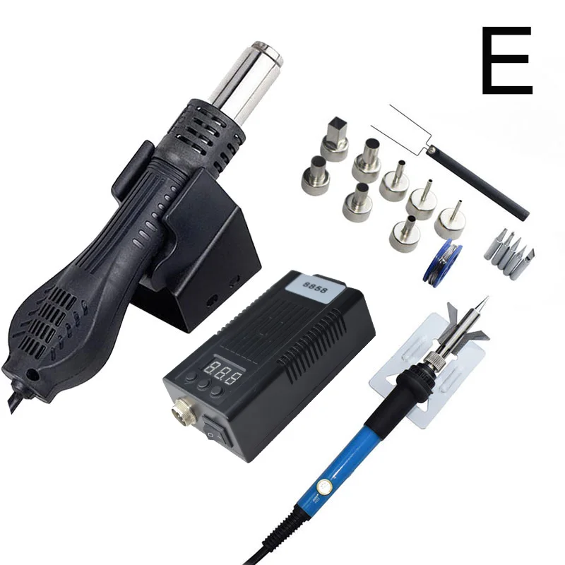 E Высокое качество 110 В/220 В портативный BGA SMD паяльная станция DIY горячий воздух воздуходувка Тепловая пушка Eruntop 8858 - Цвет: E
