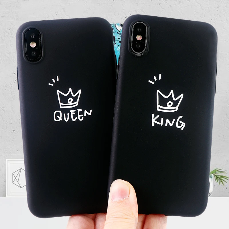 Модные чехлы для сотовых телефонов iPhone 6S 7 8 11 Plus Pro X XS MAX XR плотный чехол King queen Crown