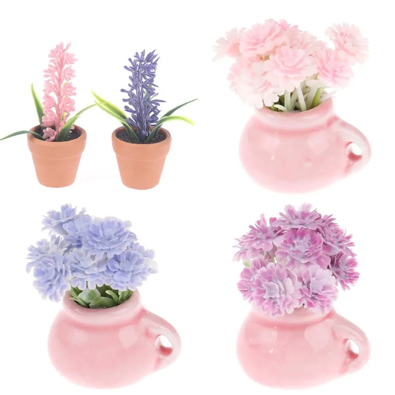 

1:12 Dollhouse Miniature Mini Lavender Green Plant In Pot Furniture Home Decor