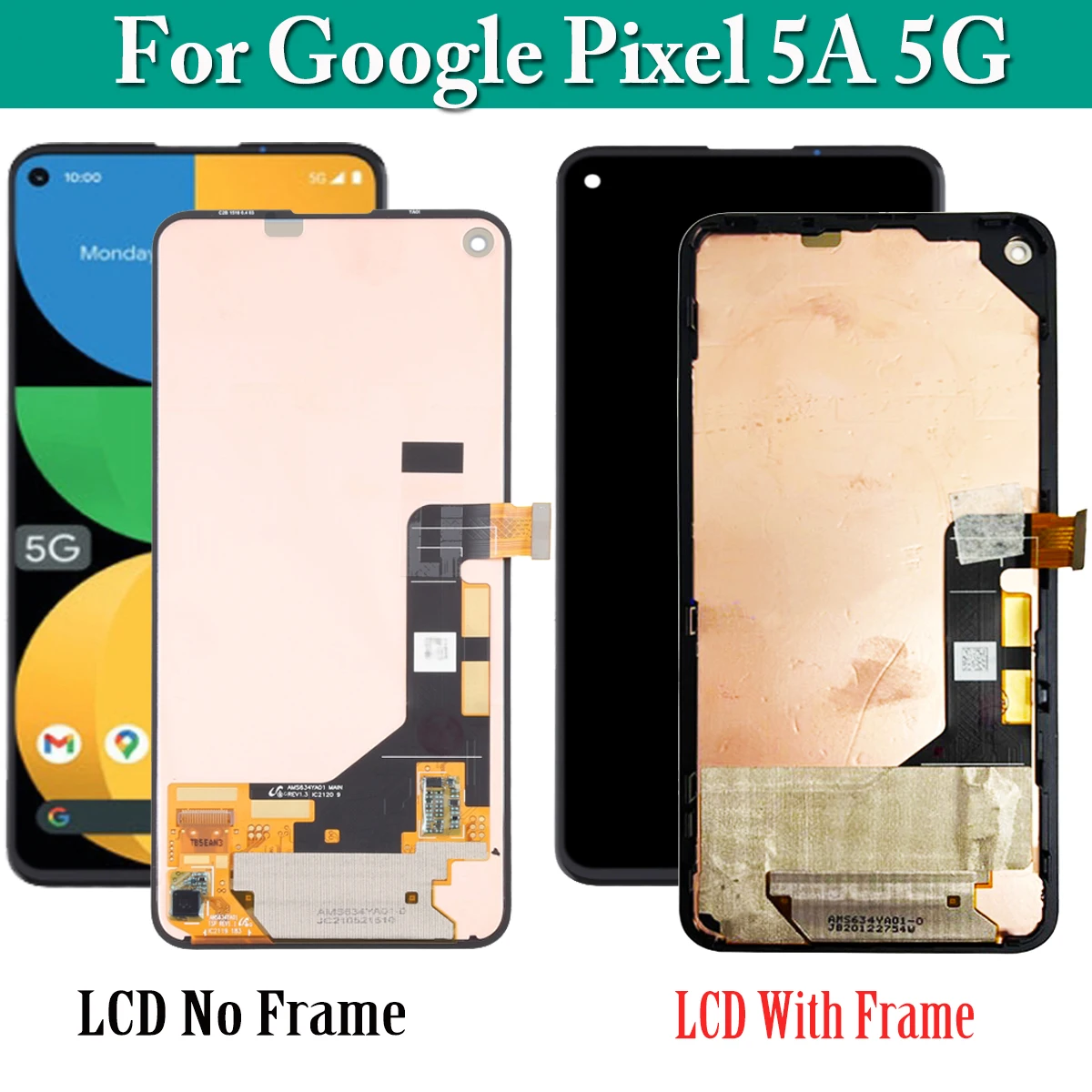 Pantalla LCD OLED Original de 6,34 "para Google Pixel 5a 5G Pixel 5 a, digitalizador de Panel t&aacute;ctil, para Google 5a Pixel 5a-0