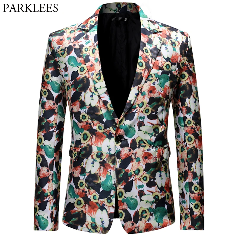 Мужские блейзеры с цветочным принтом повседневный приталенный Мужской Блейзер и
