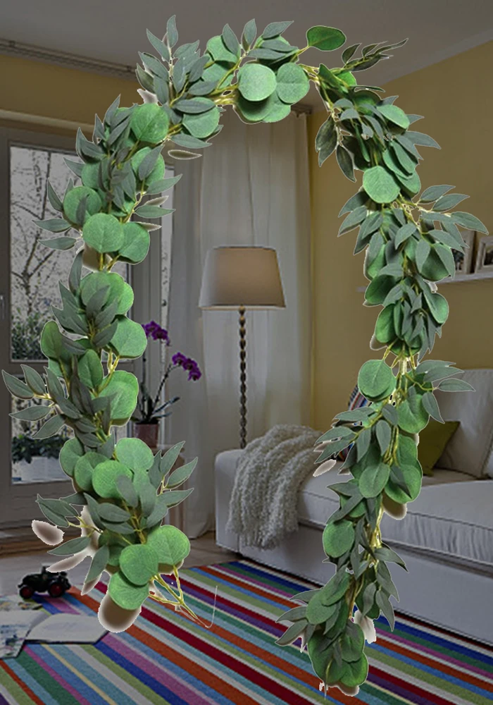 2 м искусственная ива листья гирлянды зеленые ивовые лозы ветки Струны для