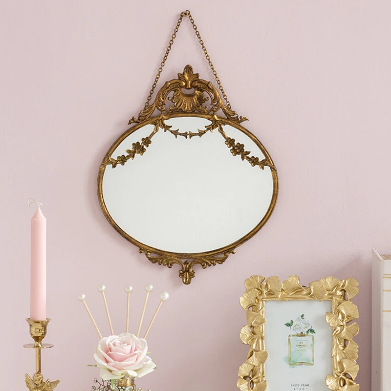 Европейское винтажное настенное зеркало с кружевным узором в стиле ретро