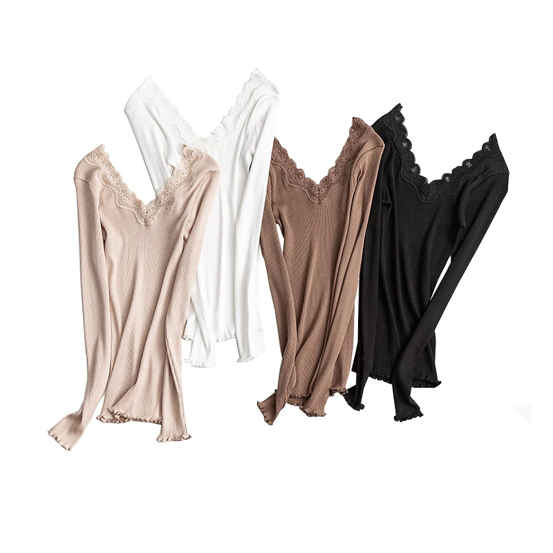 Женская блузка с глубоким v-образным вырезом из натурального шелка 30% 70% хлопка