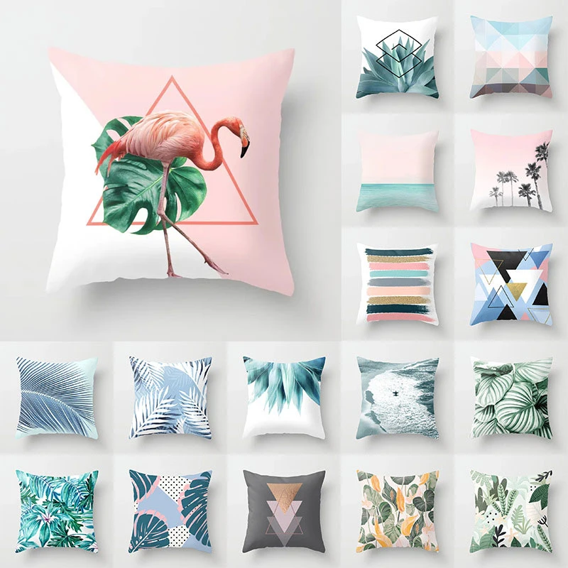 

Pillow Cover Colorful Home Decoration Sofa Supplies Waist Pillowcase Washable Well-designed Pillowcase Printing Series 45*45cm