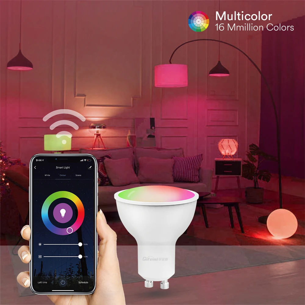 

AC220V-240V 5 Вт GU10 E27 интеллигентая (ый) Wi-Fi светодиодный лампы смартфон приложение и голос Управление RGBW Цвет Изменение лампы для вечерние дома