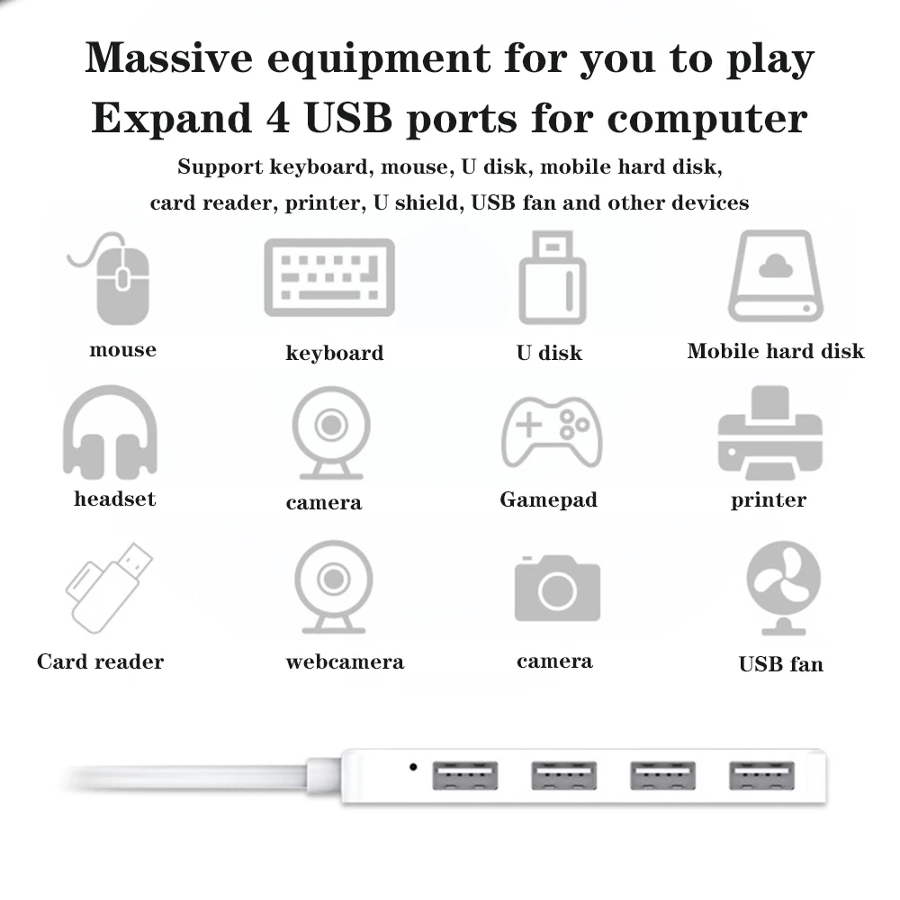 

USB Hub 4 Port USB Splitter Hub Adapter Mini USB 2.0 Hi-Speed Adapter For Macbook Pro PC Computer Accessories USB Dock USB C Hub