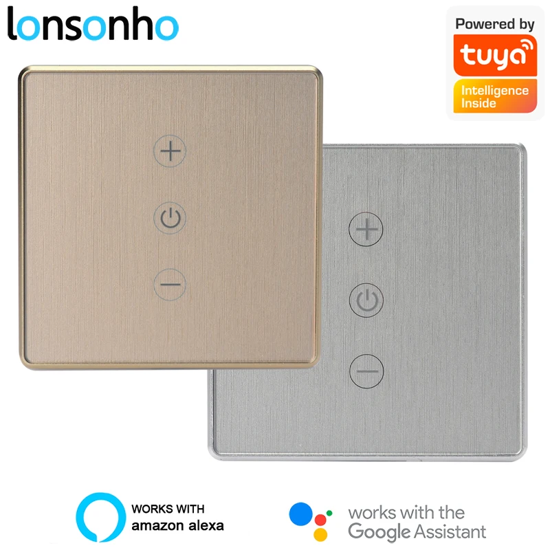 

Lonsonho Smart WiFi Dimmer Switch EU 220V Tuya Smartlife Wireless Remote Touch Switch Metal Frame Works With Alexa Google Home