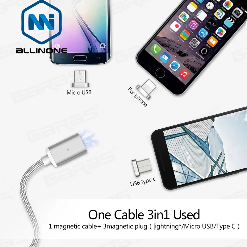 Магнитный кабель Garas Micro USB/Type C адаптер штекер для мобильного телефона быстрой
