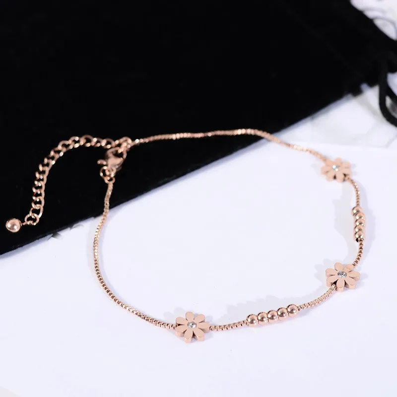 YUN RUO модный розовое золото цвет Маргаритка браслет женский подарок на день