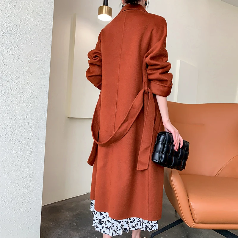 Новинка Осень зима 2020 модное шерстяное пальто женское длинное утепленная ткань в