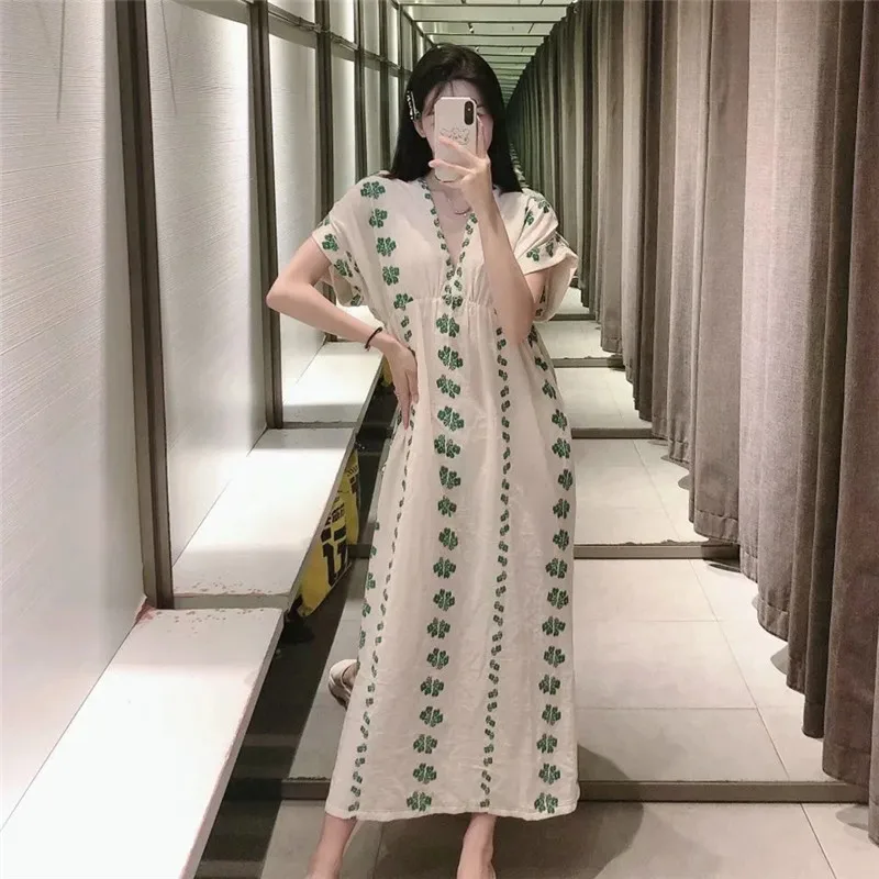 Траф Летнее белое платье с цветочным рисунком женское длинное женские платья
