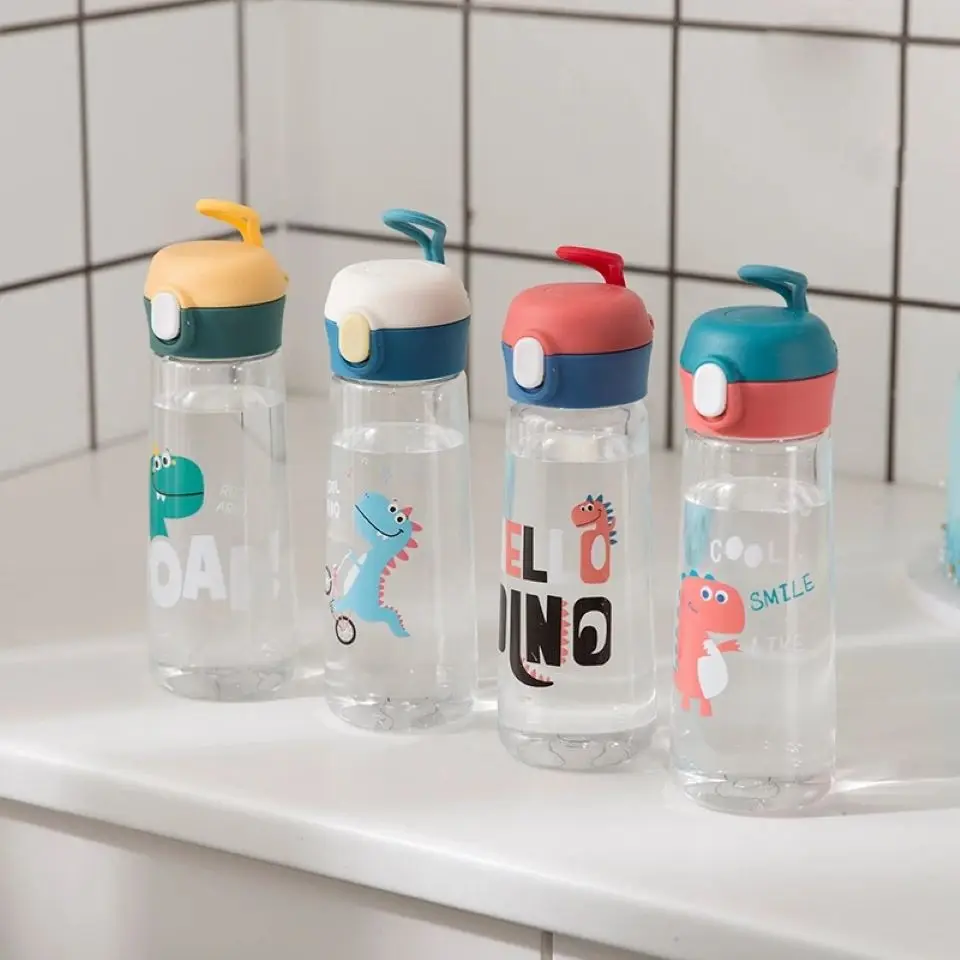 350/500ML Plastic Sport Bottle For Water Cute Dinosaur Pattern Drinking Bicycle Bottle Children's Water Cups Bpa Free
