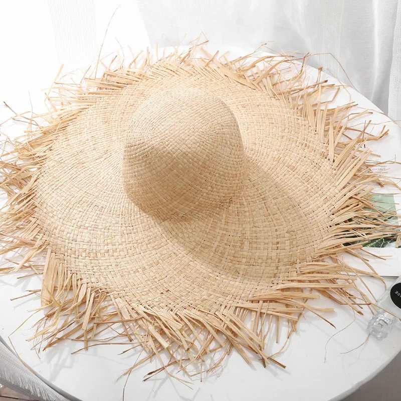

Summer Natural Raffia Sun Hat For Women Wide Brim fashion Ribbon Floppy Shade Straw Hat Girl Outdoor Vacation Beach hat panama