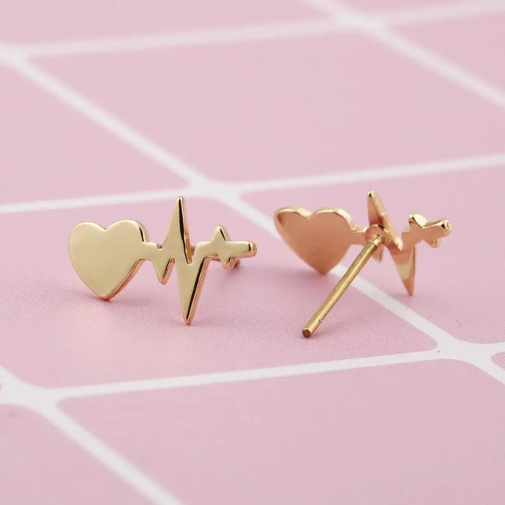 

Heartbeat Stud Earrings ECG Induction Jewelry Earring For Women Bijoux Femme