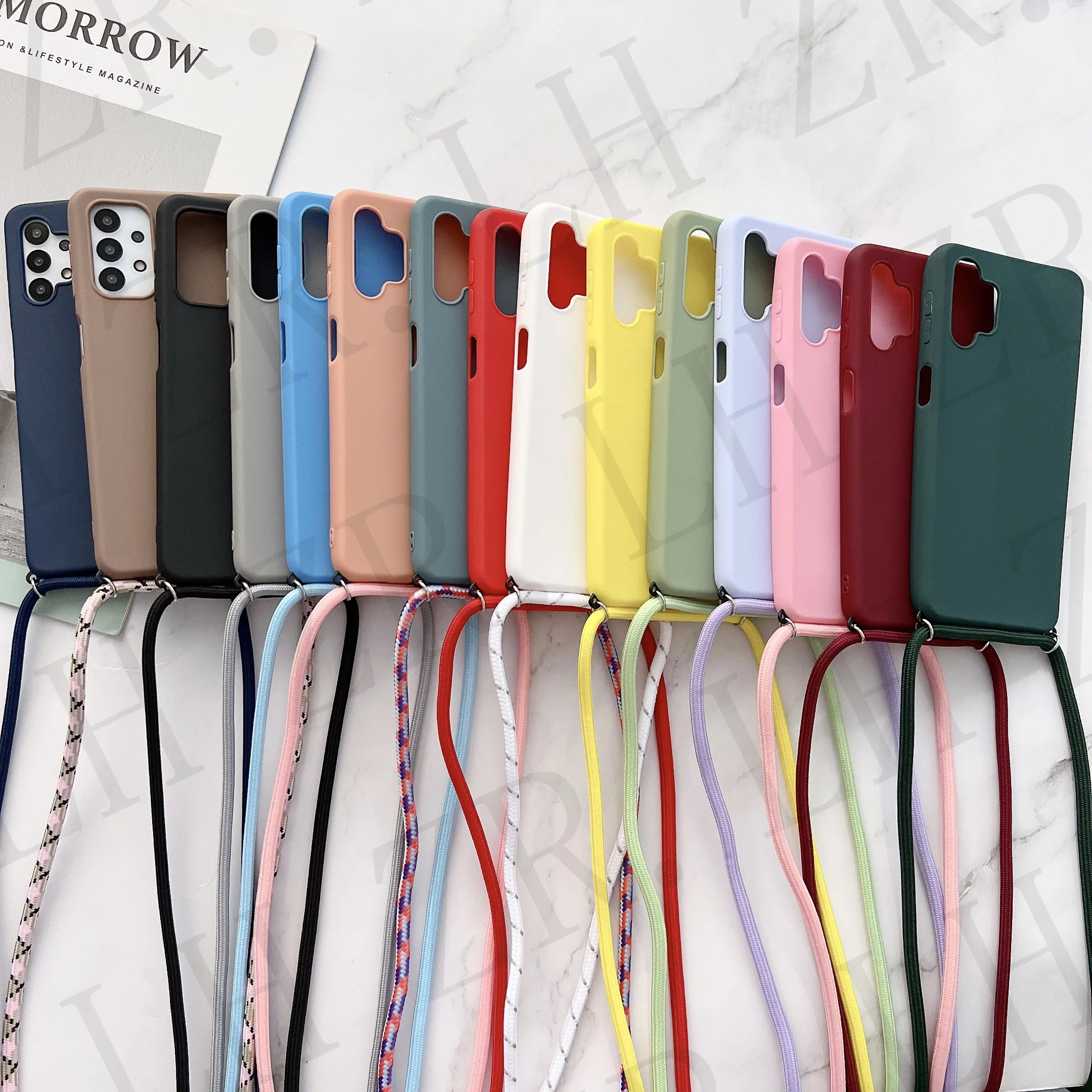 

Crossbody Necklace strap Lanyard Cord Soft phone case For HuaWei P20 P30 Lite P40 pro honor 8X 9X 10 Nova 8SE Y6 2019 back cover