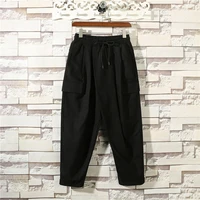 mens fashion casual pants autumn winter new pure color elastic waist youth trend versatile straight tube pants