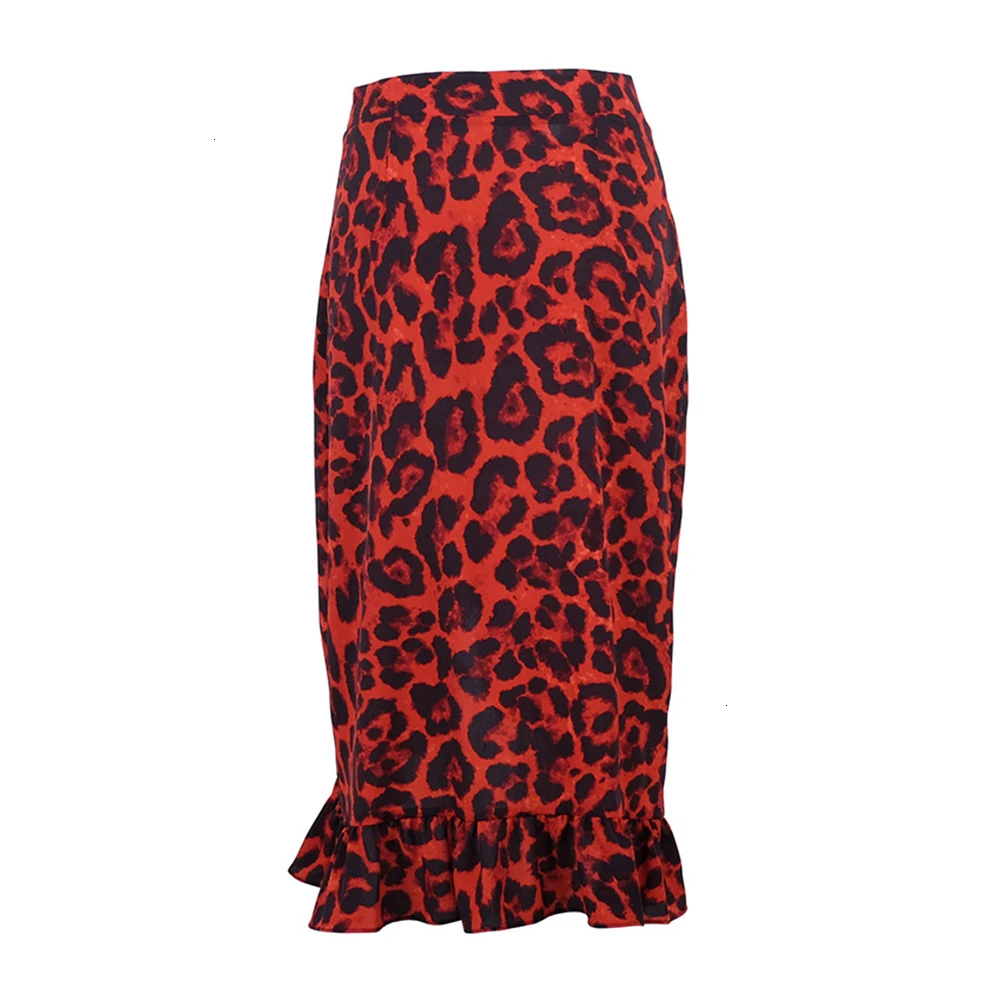 

Gentillove Women Vintage Leopard Print Mini Skirts Causal High Waist Ruffles A-line Skirts Retro Pleated Long Skirts 2019 New