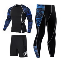 male sports suit compression training clothes fitness thermal underwear kit mma rashgard male quick dry shirt
