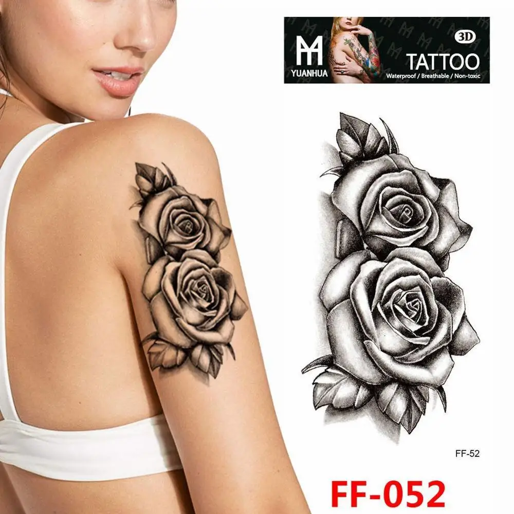 Цветок эскиз татуировки наклейки текст Водонепроницаемый прочные простые и тату