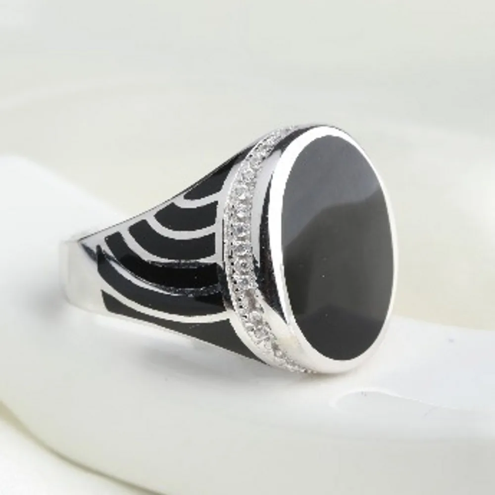 FashionBOCAI Настоящее S925 чистое серебро мужское кольцо ретро из эпоксидной смолы
