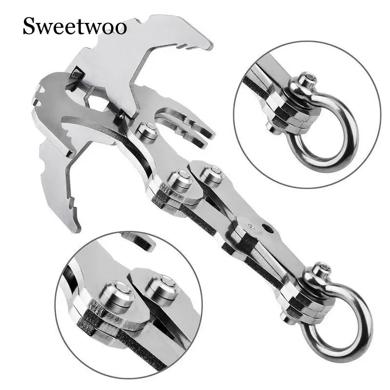 

1 Pcs High Quality Carabiners Grappling Hook Climbing Equipment Climbing Rope Survival Stainless Steel Climbing Harness