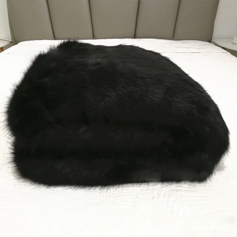 値段 フェイクファーブランケットソファホームアクリルフェイクキツネの毛皮セット毛布工場カスタマイズされたスポット